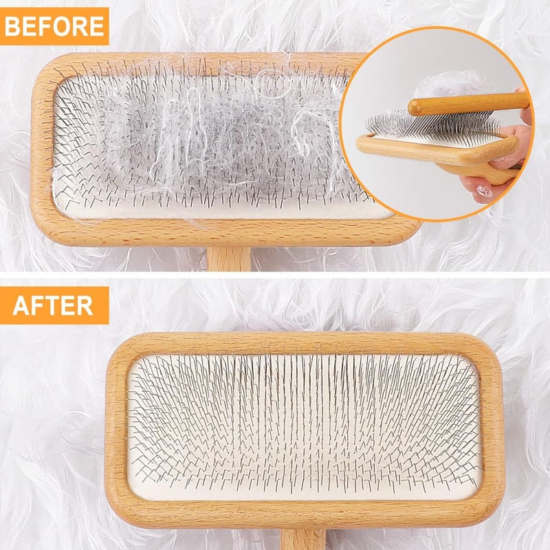 Astfys Carpet Rake Sheepskin Wool Brush and Sheepskin Brush Cleaner Comb, More Suitable for Pile Carpets/Rugs, for Carding Fur, Restore Carpets Softness and Texture (Wood, 2PCS(Big+ Small) - Image 4